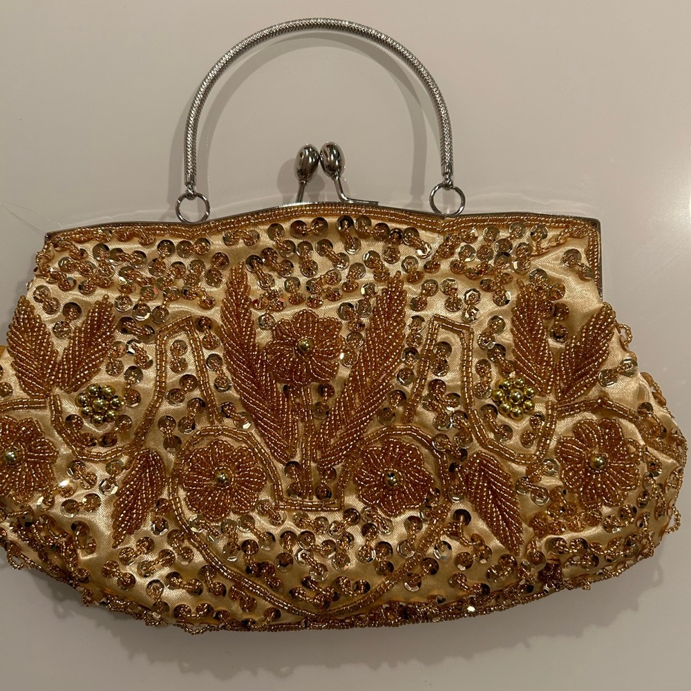 Vintage Evening Bag Beaded Sequin Flower